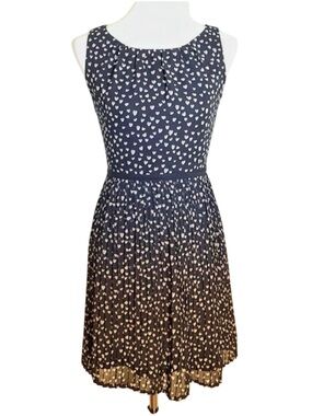 GAP Black Heart Print Pleated Fit & Flare Dress - Size 4 - Work to Weekend